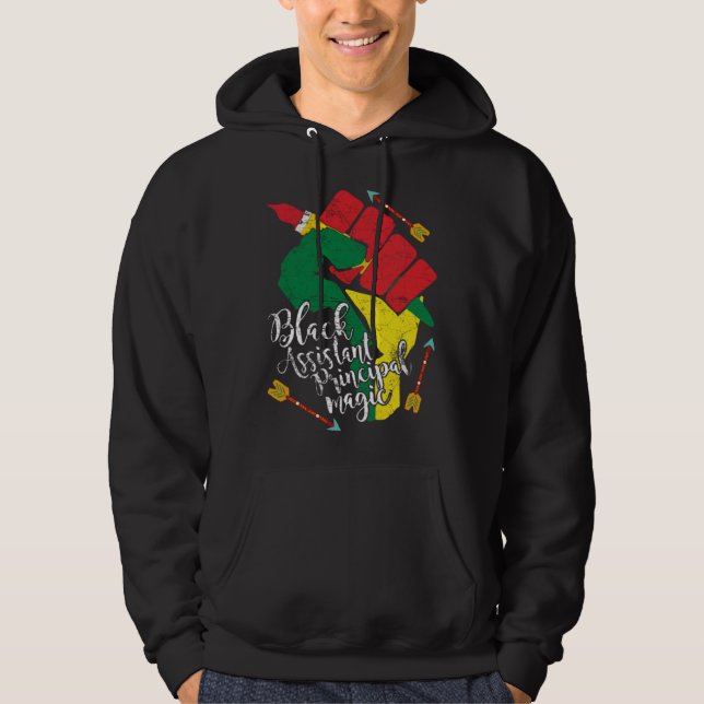 Black Assistant Principal Black History Month Teac Hoodie (Framsida)