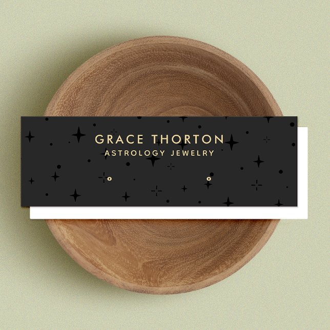 Black Astrology Stars Stud Earring Visning Card Mini Visitkort (Skapare uppladdad)