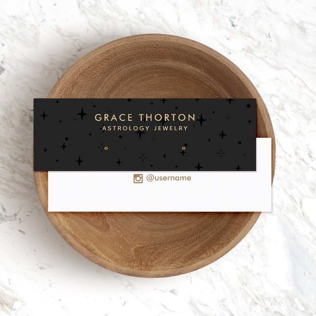 Black Astrology Stars Stud Earring Visning Card Mini Visitkort (Skapare uppladdad)