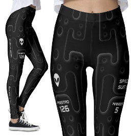 Black Astronaut Kostym for Space Exploration SciFi Leggings