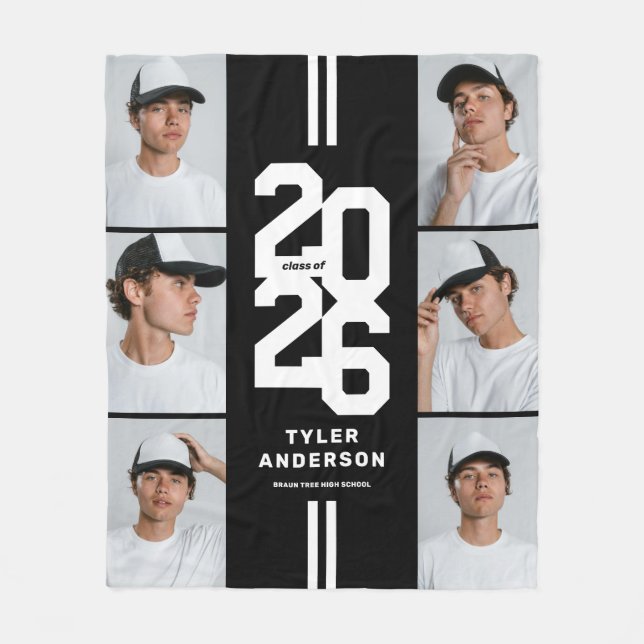 Black Athletic Student Photo Collage Studenten Fleecefilt (Framsidan)