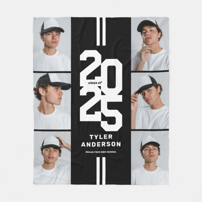 Black Athletic Student Photo Collage Studenten Fleecefilt (Framsidan)