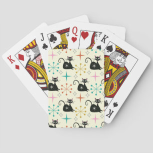 Black Atomic Cat med stjärnsprängningar Casinokort