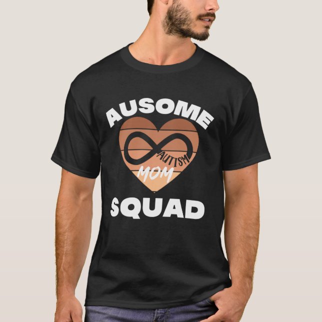 Black Autism Mom Ausome Mom Squad Autism Day Infin T Shirt (Framsida)