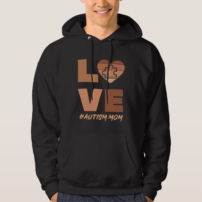 Black Autism Mom Love Mom Of Autistic Son Kids Neu Hoodie (Framsida)