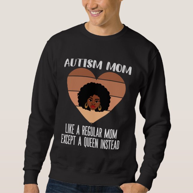 Black Autism Mom Of Autistic Son Kids Afro Neurodi Lång Ärmad Tröja (Framsida)