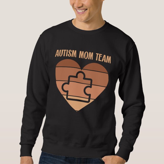 Black Autism Mom Team Autistic Son Kid Neurodivers Lång Ärmad Tröja (Framsida)