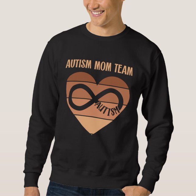 Black Autism Mom Team Autistic Son Kid Neurodivers Lång Ärmad Tröja (Framsida)