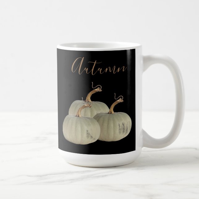 Black Autumn White Pumpkins Thanksgiving Kaffemugg (Höger)