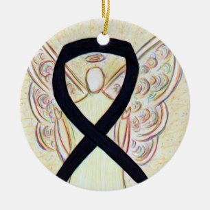 Black Awareness Ribbon Angel Anpassningsbar Art Or Julgransprydnad Keramik