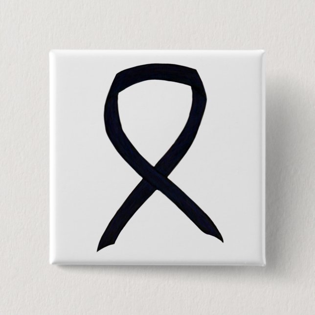Black Awareness Ribbon Anpassningsbar Art Stift Knapp (Framsida)