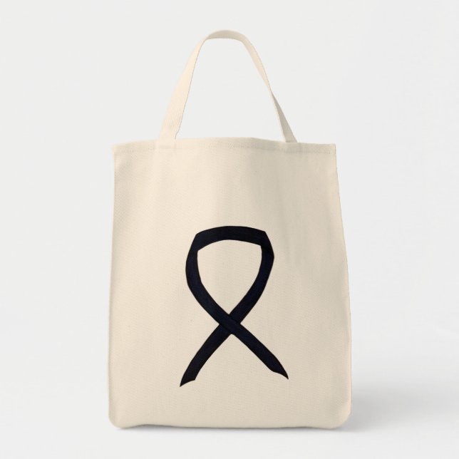 Black Awareness Ribbon Anpassningsbar Art Tote Bag Tygkasse (Framsidan)