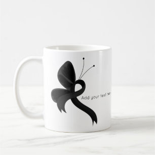 Black Awareness Ribbon Butterfly Kaffemugg