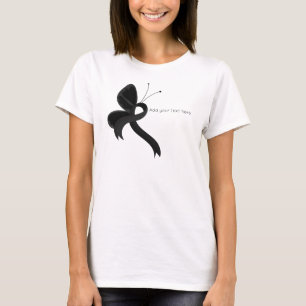 Black Awareness Ribbon Butterfly T Shirt