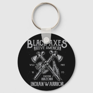 Black Axes Native America Indian Warrior Arizona Nyckelring