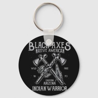 Black Axes Native America Indian Warrior Arizona Nyckelring