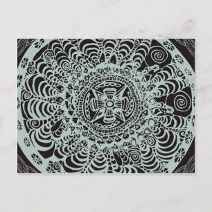 Black Aztec Mandala Vykort