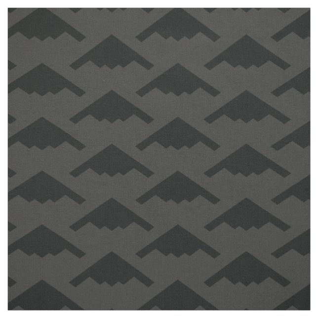 Black B-2 Spirit Stealth Bomber Mönster på Grått Tyg (Provkarta)