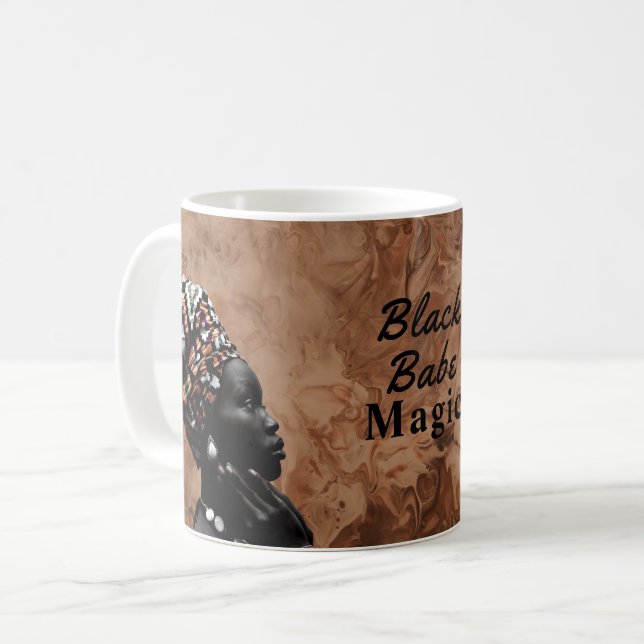 Black Babe Magic Strong Girl Melanin Queen Kaffemugg (Framsida vänster)