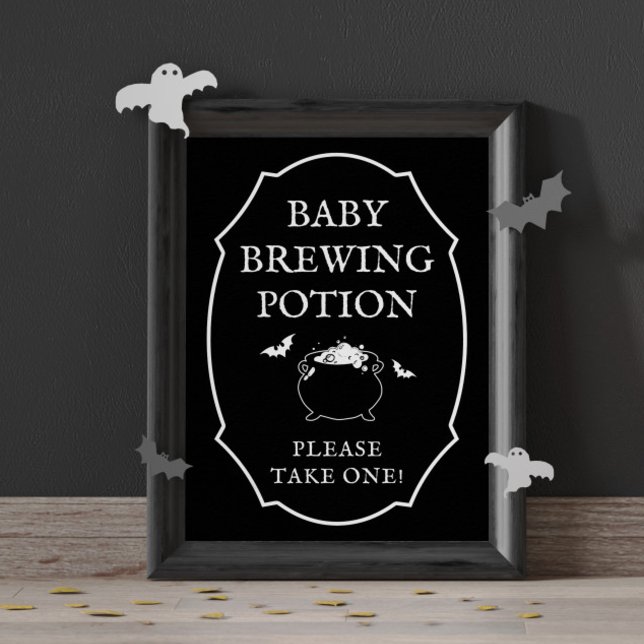 Black  Baby Brewing Potion Halloween Baby Shower Poster (Skapare uppladdad)