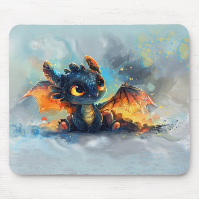 Black Baby Dragon Mouse Pad Musmatta (Framsidan)