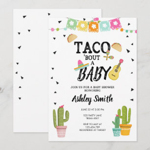 Black Baby Shower för Fiesta Taco Bout Kärlek Cact Inbjudningar