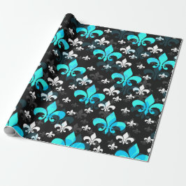 Black Back Blue White Fleur De Lis Presentpapper