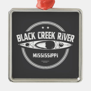 Black Bäck River Mississippi Kayaking Julgransprydnad Metall