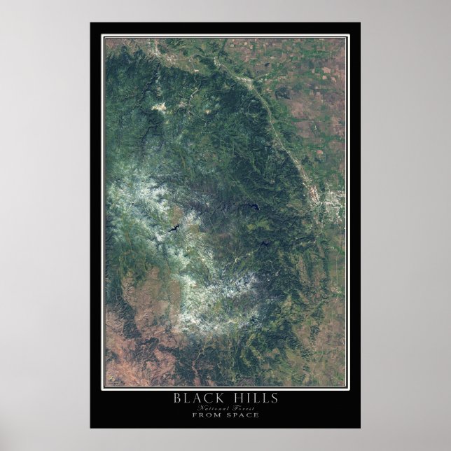 Black Backe National Forest South Dakota Satellite Poster (Framsidan)