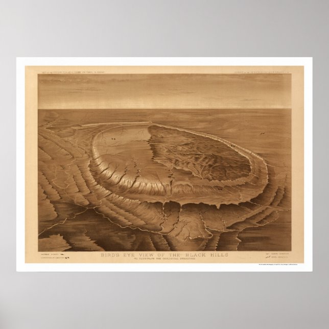 Black Backe of Dakota Birdseye View 1880 Poster (Framsidan)