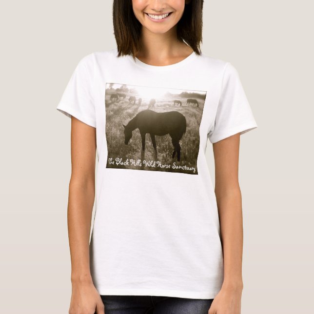 Black Backe Vild Horse Sanctuary Shirt Tee (Framsida)