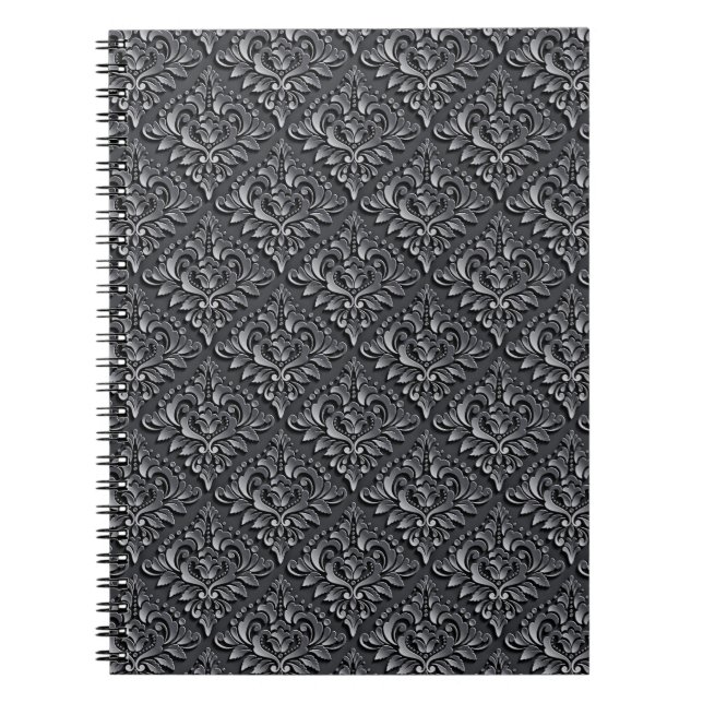 Black Background-23961-Damask Pattern Anteckningsbok (Framsidan)