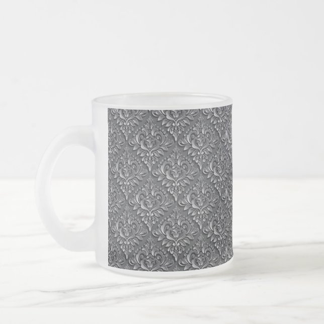 Black Background-23961-Damask Pattern Frostad Glasmugg (Vänster)
