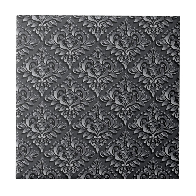 Black Background-23961-Damask Pattern Kakelplatta (Framsidan)