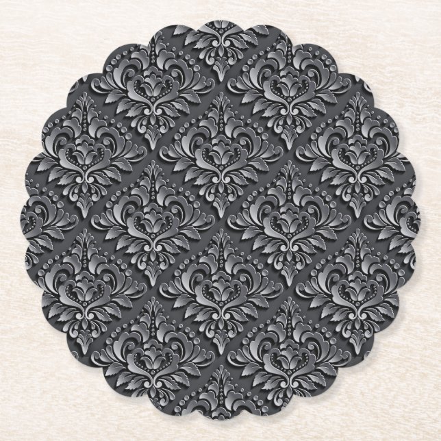 Black Background-23961-Damask Pattern Underlägg Papper (Framsida)