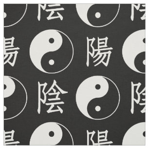 Black Background Chinese Yinyang Mönster Tyg