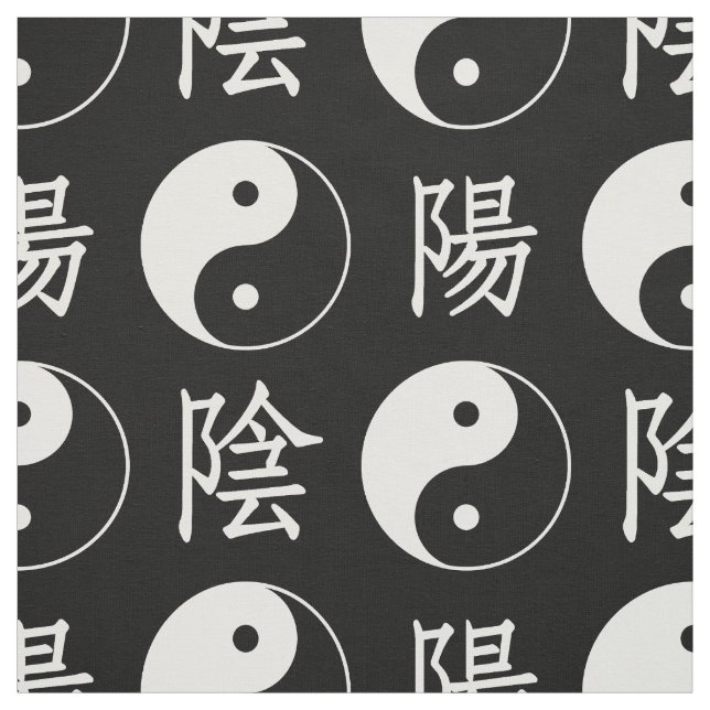 Black Background Chinese Yinyang Mönster Tyg (Provkarta)