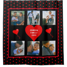 Black Background för Family Photo Collage Red Hear