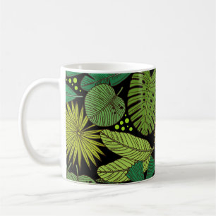 Black Background för Tropical Lövs Kaffemugg
