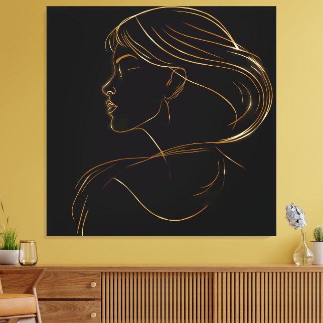 Black Background Modern Wall Art”Stretched Canvas  (Insitu (Vardagsrum))