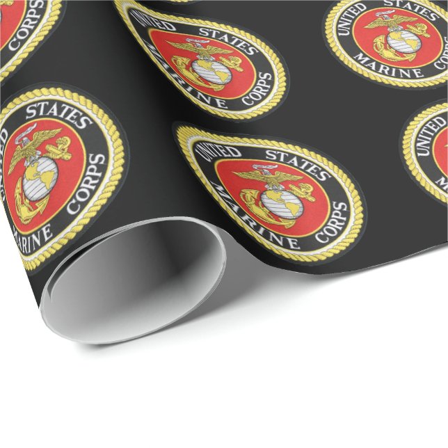 Black Background Officiell Seal - US Marine Corps Presentpapper (Rullad Hörn)