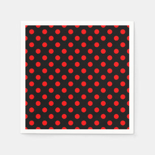 Black Background Red Polka dots Pappersservett