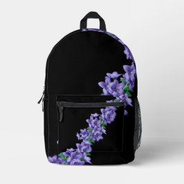 Black Backpack för lila Blommigt