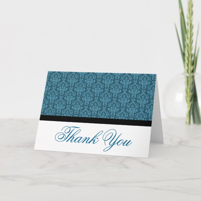 Black Badge Damask Tackkort Blue och White (Framsida)