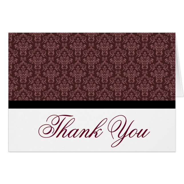 Black Badge Damask Tackkort Brown och White Hälsningskort (Framsidan Horizontal)