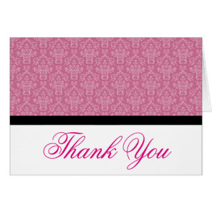 Black Badge Damask Tackkort Rosa and White Hälsningskort