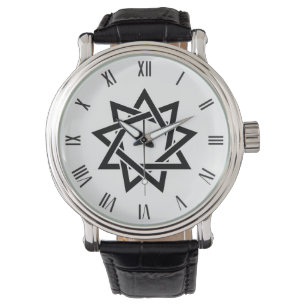 Black Bahai 9-stjärniga stjärnsymbolen WatchWatch Armbandsur