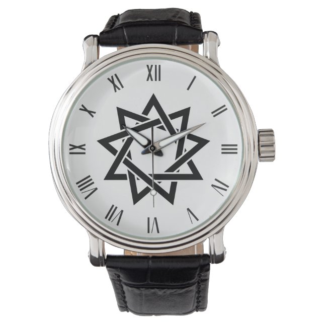 Black Bahai 9-stjärniga stjärnsymbolen WatchWatch Armbandsur (Framsida)