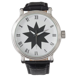 Black Bahai 9-stjärniga stjärnsymbolen WatchWatch Armbandsur