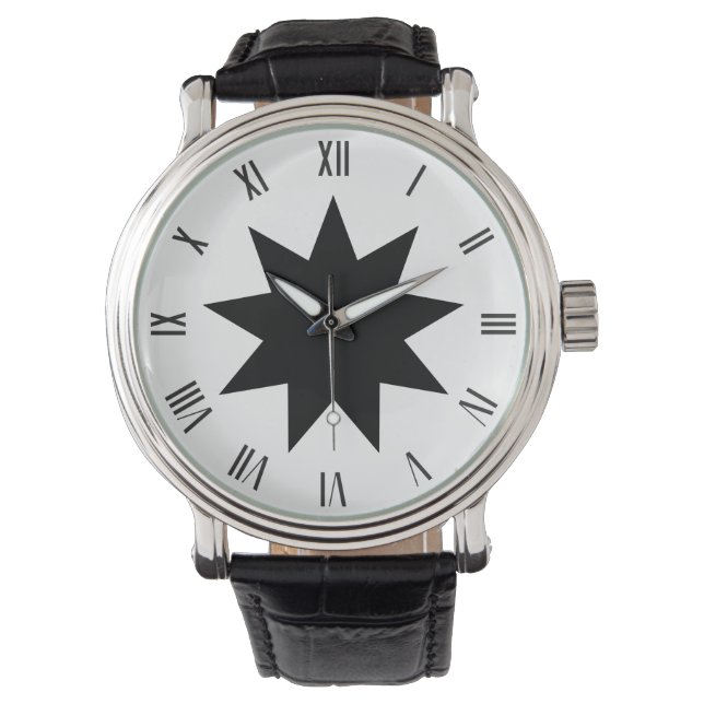 Black Bahai 9-stjärniga stjärnsymbolen WatchWatch Armbandsur (Framsida)